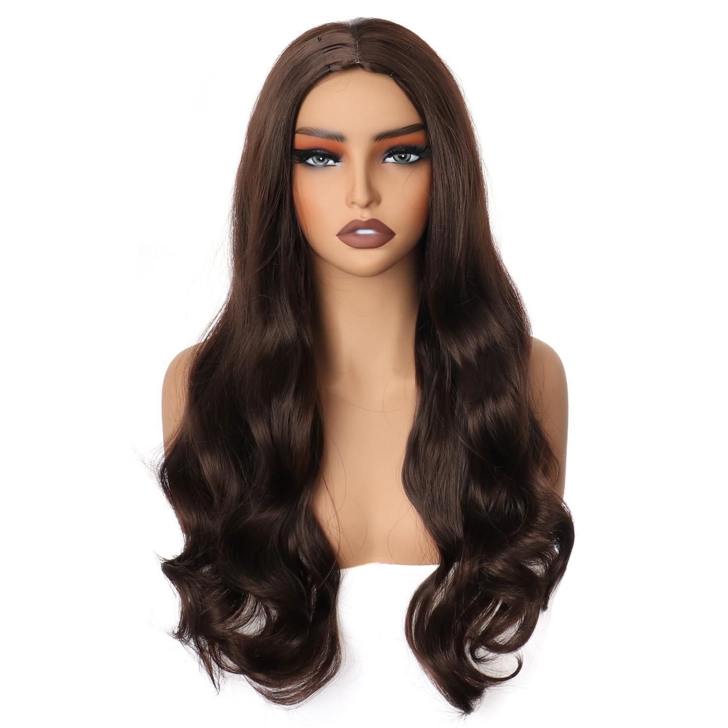 Kostüm-Perücke Perücke Damen Locken Synthetik Cosplay Karneval 65cm Dunkelbraun
