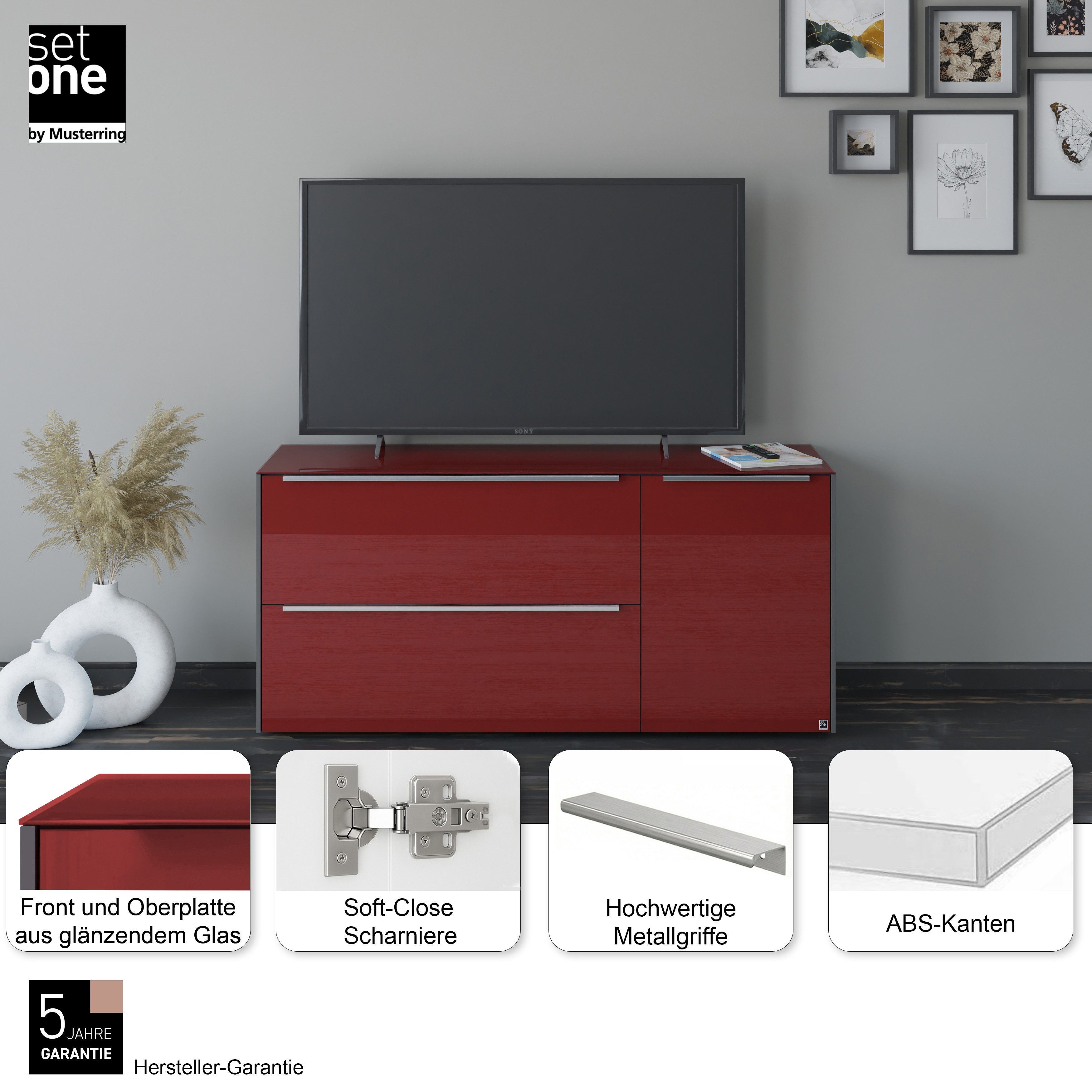 set one by Musterring Lowboard Reno (1 St), Mit Gleitern und in verschiedenen Farben erhältlich