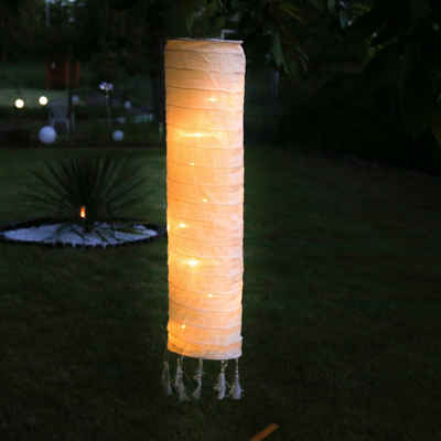 MARELIDA LED Lampion XXL Solar Lampion lang mit Quasten Bohostil für Terrasse Garten 102cm, LED Classic, warmweiß (2100K bis 3000K)