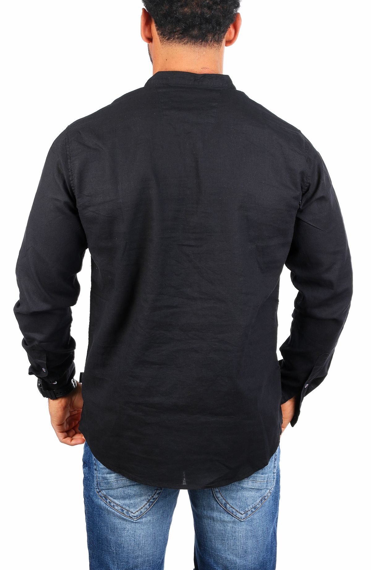 CARISMA Langarmhemd Stehkragen Tunika Baumwoll Leinen Mix legere 8443 Regular Langarm Stehkragen Uni