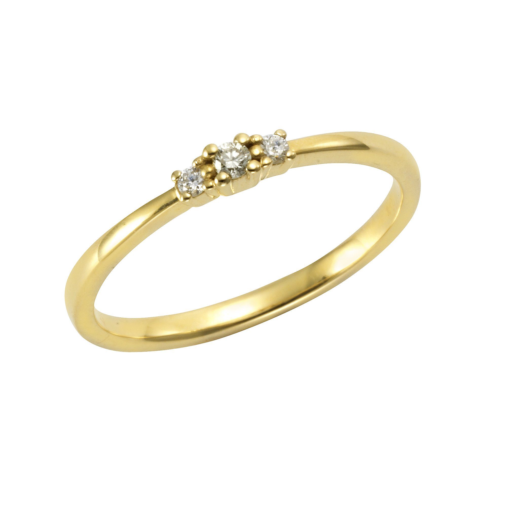 Orolino Fingerring 585 Gold 0,08ct. Brillant zus. 3x