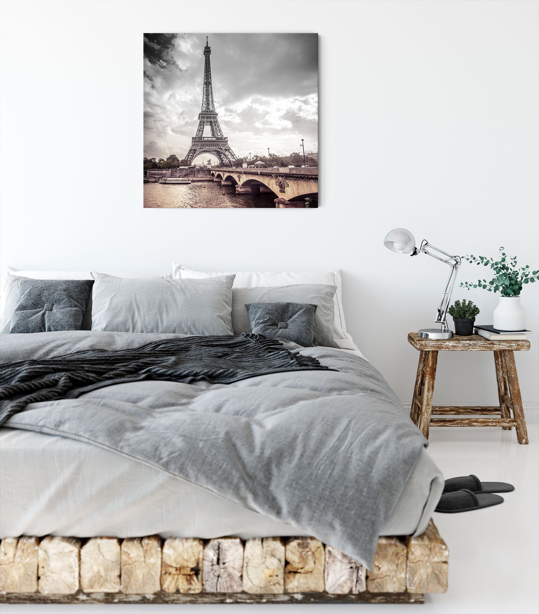 fertig Pixxprint Paris, Leinwandbild Eiffelturm in Eiffelturm (1 Zackenaufhänger in bespannt, Leinwandbild Paris St), inkl.
