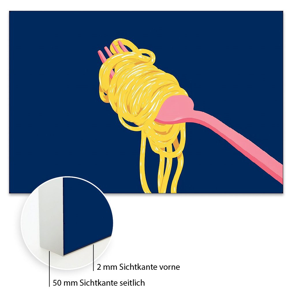 Akustikbild-Manufaktur Bild mit Rahmen Akustikbild "It's Pasta Time!! - modernes Design gegen Nachhall, Schallschutzbild mit sehr guten Schallabsorptions-Eigenschaften