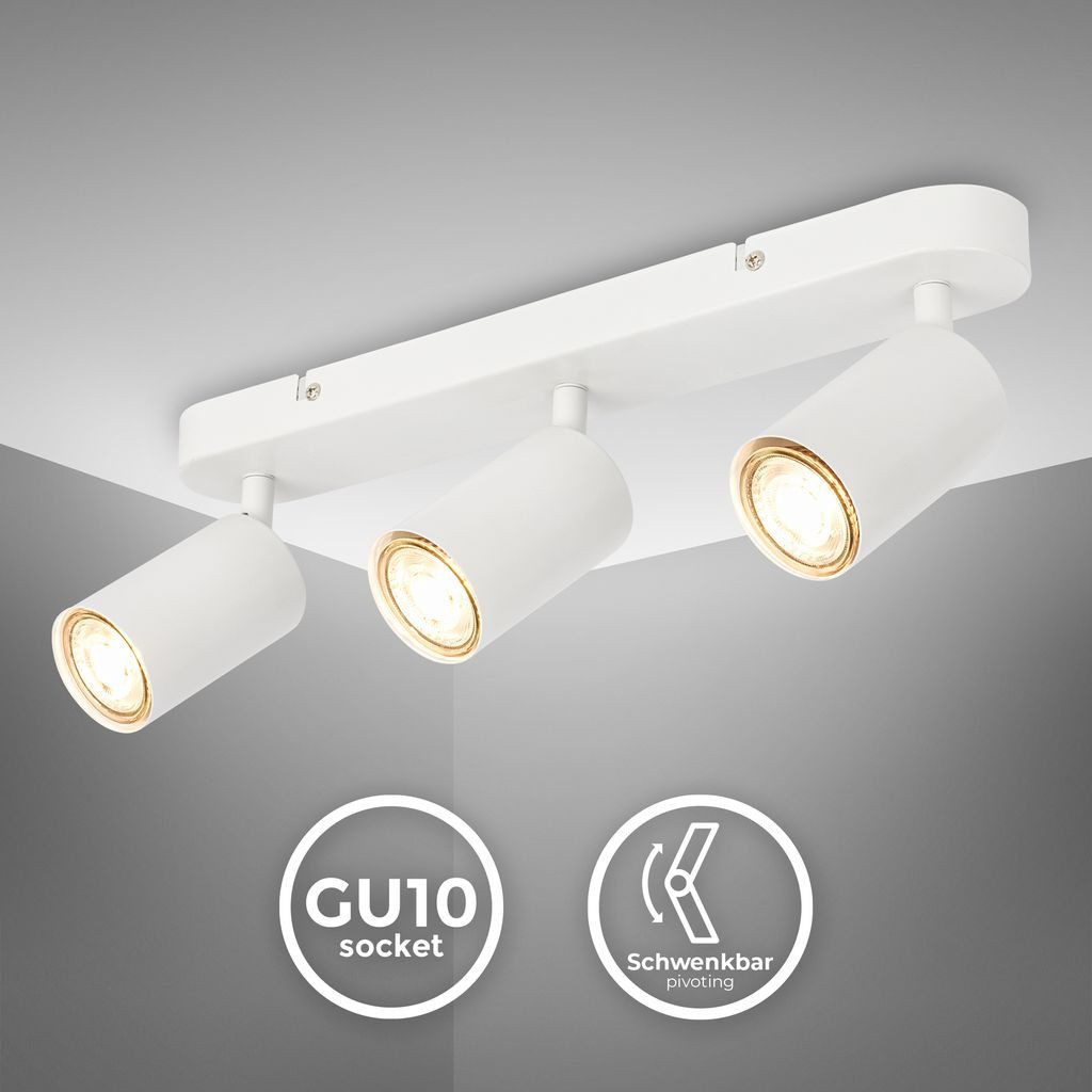 B.K.Licht LED Deckenspot LED Deckenlampe 3-flammig Пятна schwenkbar weiß- BKL1580, ohne Leuchtmittel, 2700K - Extra-Warmweiß, Retro Industrial Design Deckenleuchte GU10 Wohnzimmer Schlafzimmer