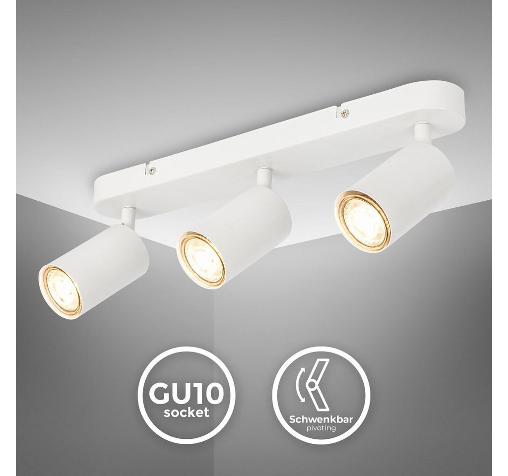 B.K.Licht LED Deckenspot LED Deckenlampe 3-flammig Spots schwenkbar weiß- BKL1580, ohne Leuchtmittel, 2700K - Extra-Warmweiß, Retro Industrial Design Deckenleuchte GU10 Wohnzimmer Schlafzimmer