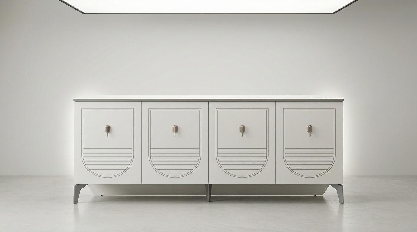 JVmoebel Esszimmer-Set Esstisch 4x Stühle Sideboard Spiegel Modern Weiß, (7-St), Made in Europa
