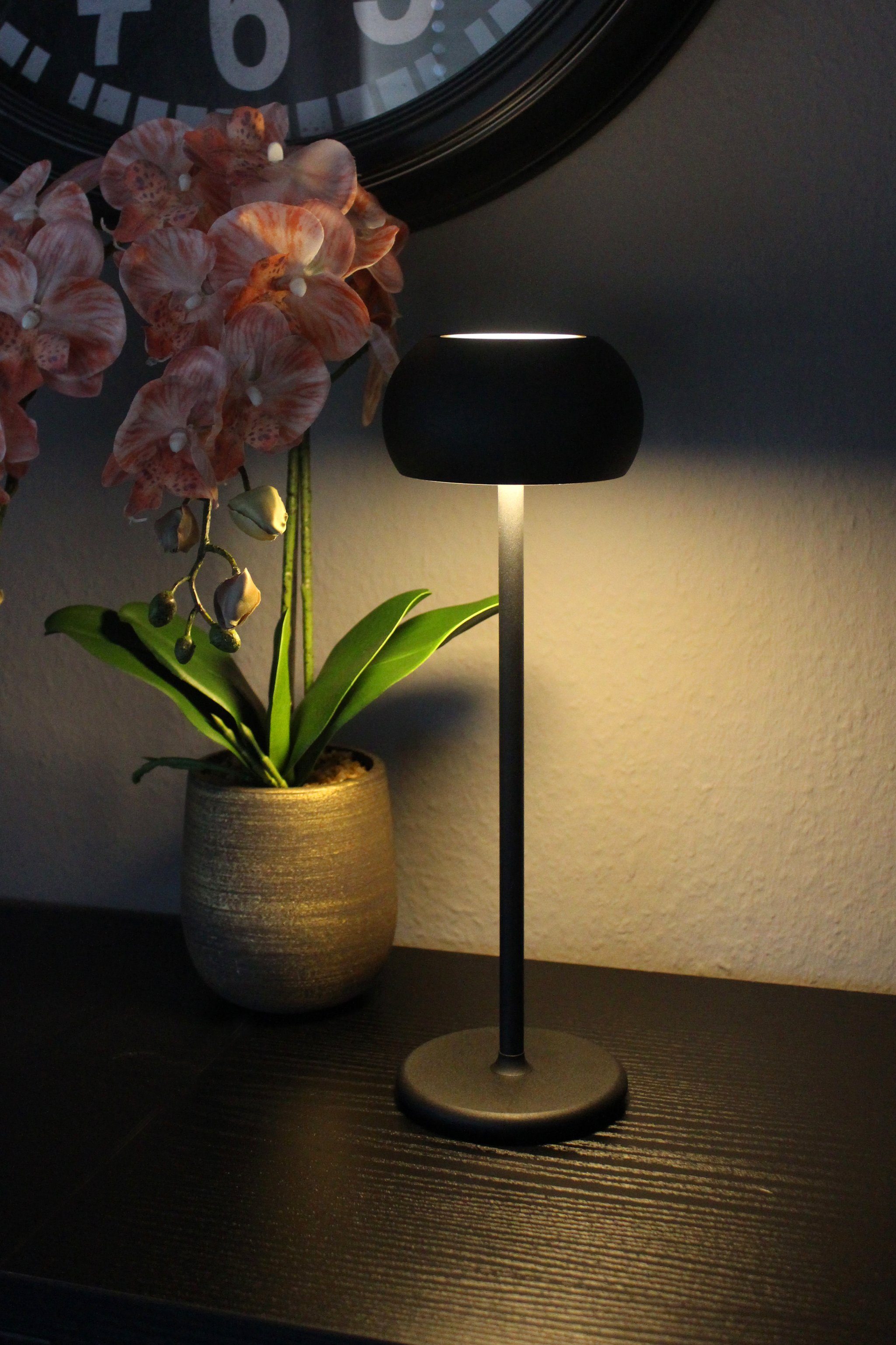 Arnusa LED Nachttischlampe Tischlampe mit Akku für den Innen- und Außenbereich, USB-Anschluss mit Ladefunktion, LED fest integriert, warmweiß, kabellos