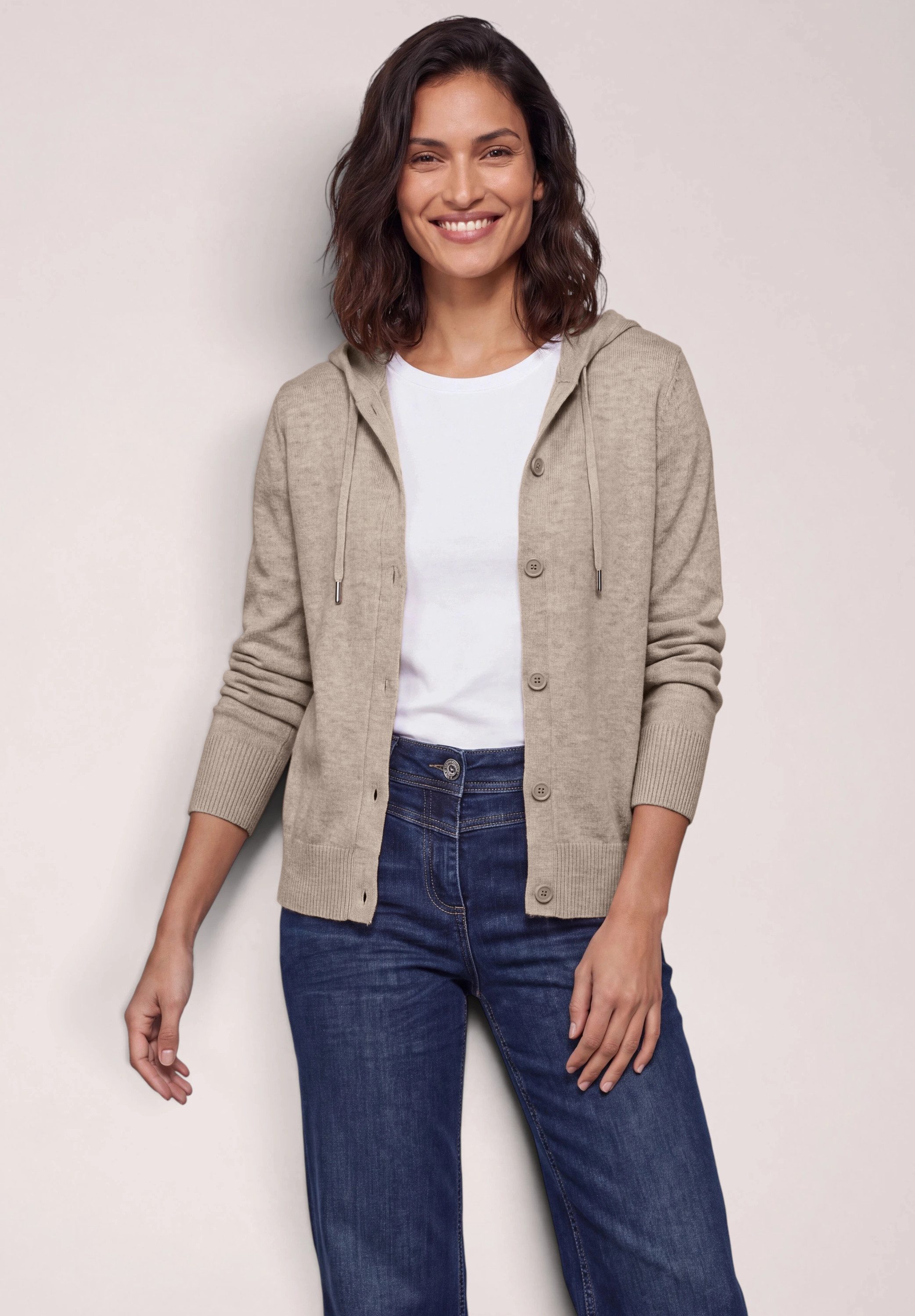 CECIL Cardigan mit Kapuze mit Tunnelzugband