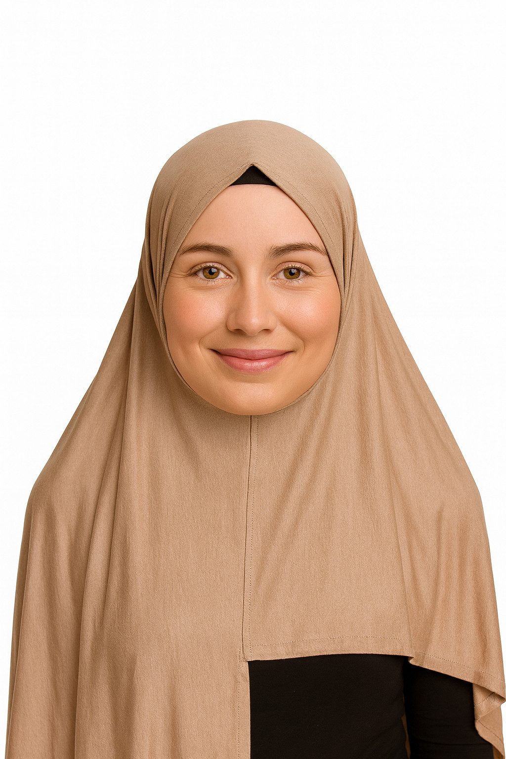 Aymasal Kopftuch Easy Jersey Hijab to-go Kopftuch Schal Sandbraun Extra lang 180x70