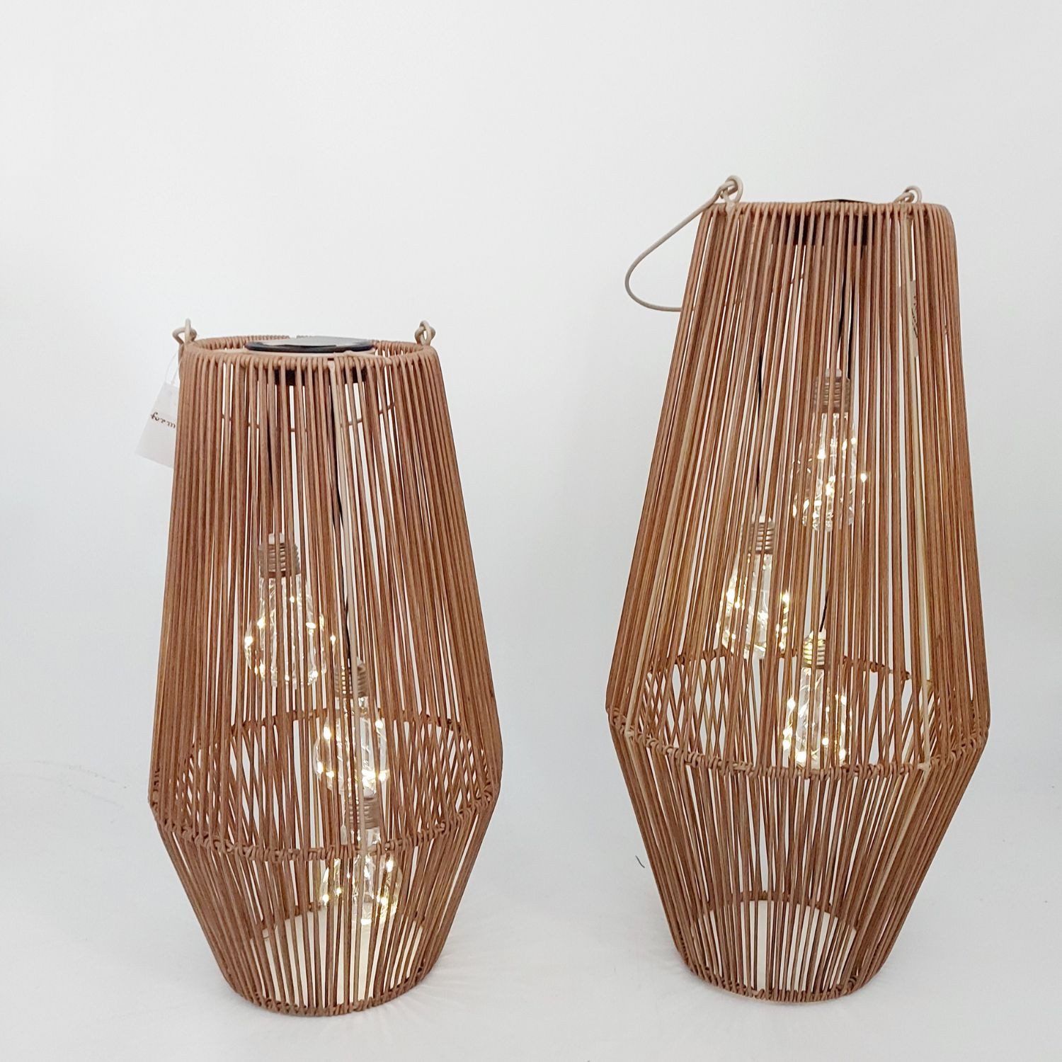 formano LED Tischleuchte Rattan-Optik, LED, Solarbetrieben, Braun, Bänder, H: 54cm