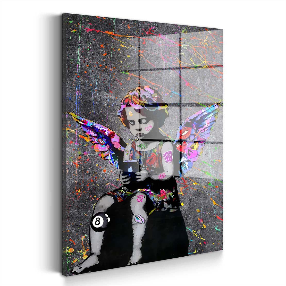 Artedinoi Acrylglasbild Mädchen Engel Graffiti Acrylglas Wandbild Bild Wanddeko Wohnzimmer XL