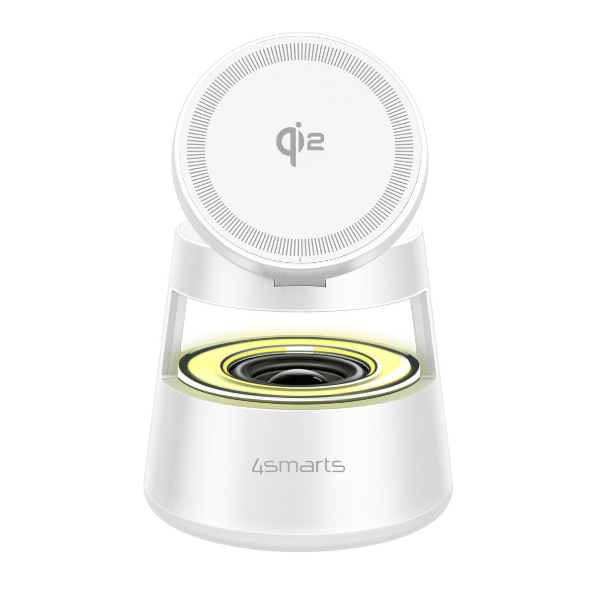 4smarts 4smarts Qi2 Ladestation Aura Sound weiß Akku-Ladestation (mit Sound und Beleuchtung)