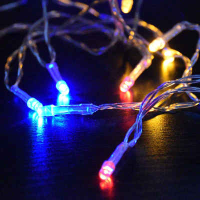 etc-shop Dekolicht, 20er RGB LED Lichterkette Weihnachts Deko Beleuchtung X-MAS Batterie