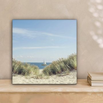 OneMillionCanvasses® Leinwandbild Nordsee - Dünen - Boot, (1 St), Leinwand Bilder für Wohnzimmer Schlafzimmer, 20x20 cm