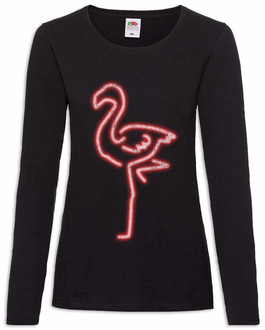 Langarmshirt Neon Flamingo Damen Langarmshirt Herz Love Liebe Unicorn Vogel Einhorn