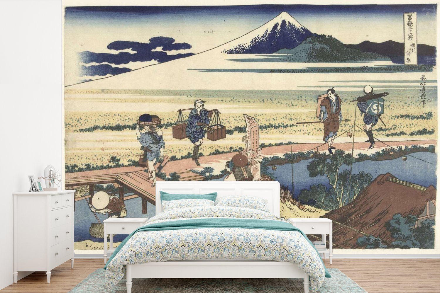 MuchoWow Fototapete Nakahara in der Provinz Sagami - Gemälde von Katsushika Hokusai, Matt, bedruckt, (6 St), Wallpaper für Wohnzimmer, Schlafzimmer, Kinderzimmer, Vinyl Tapete
