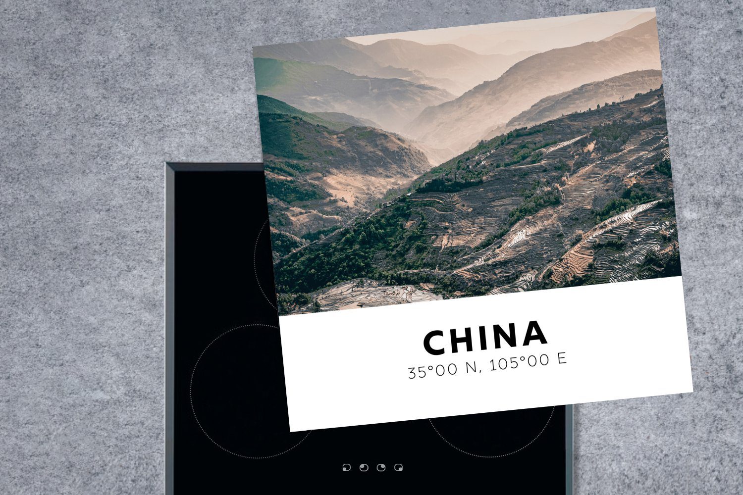 Asien Arbeitsplatte - tlg), - für China Ceranfeldabdeckung, (1 - küche Berge cm, Vinyl, Sommer, MuchoWow 78x78 Herdblende-/Abdeckplatte