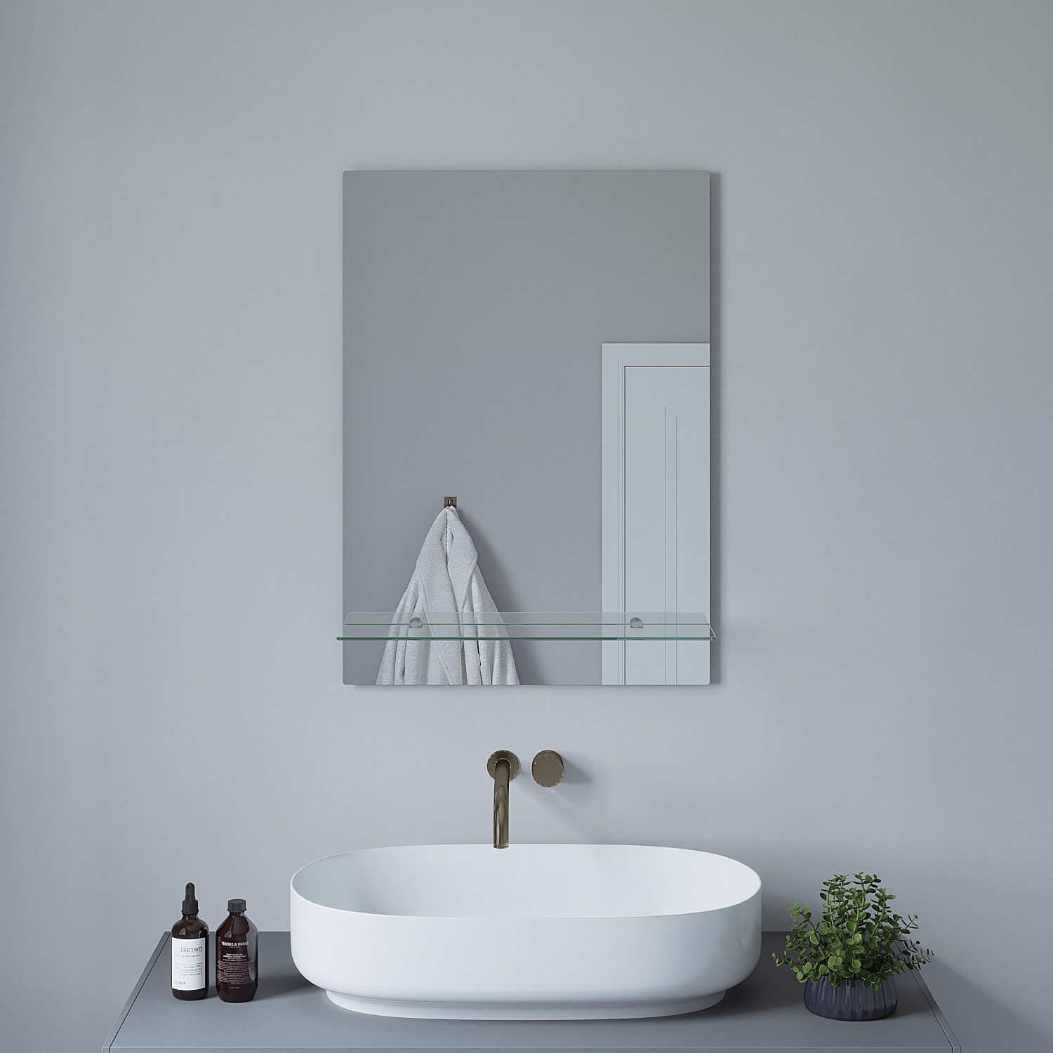 AQUALAVOS Badspiegel Badspiegel Wandspiegel mit Glas-Ablage günstig online kaufen