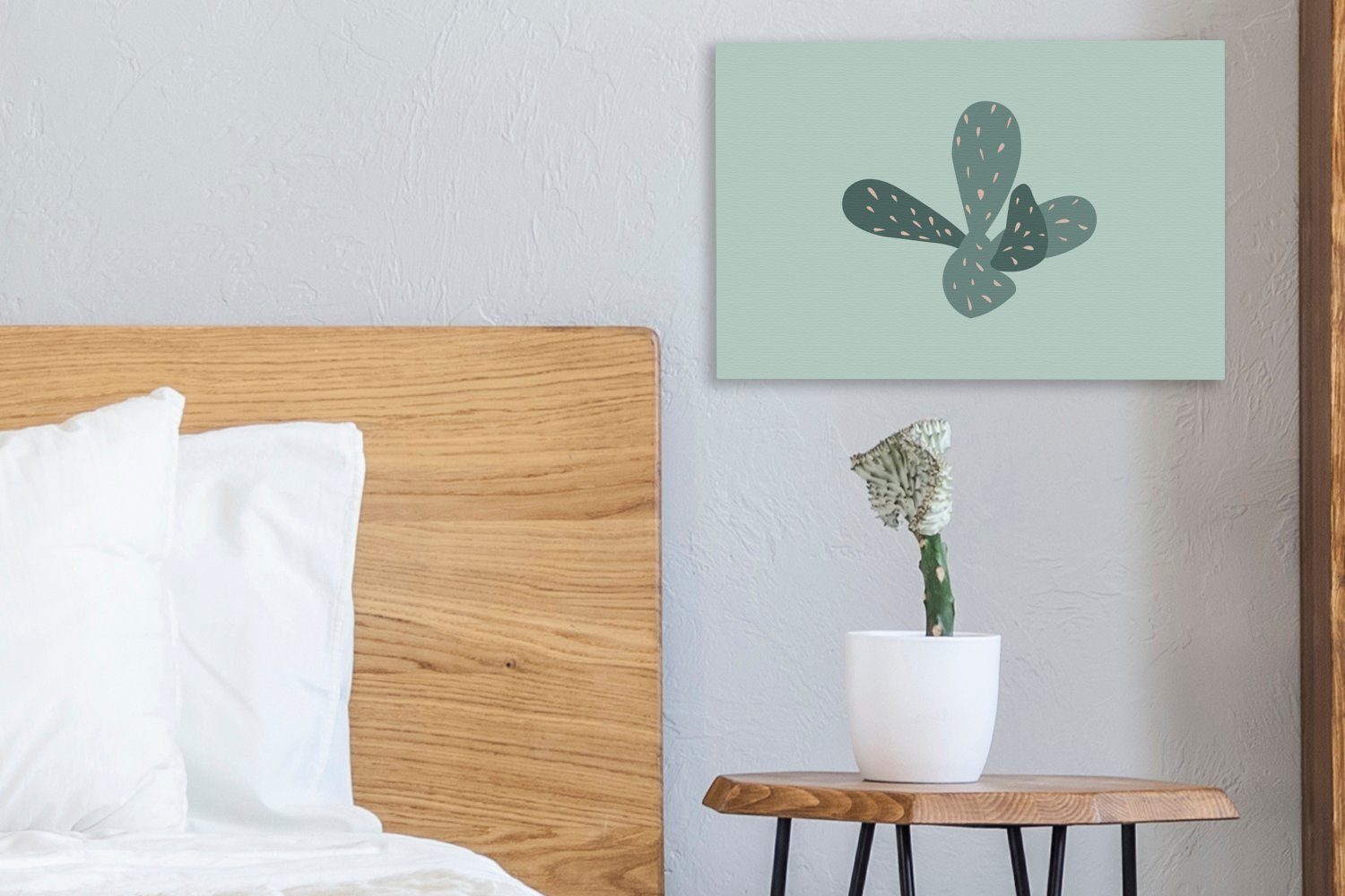 OneMillionCanvasses® Leinwandbild Sommer - Blau, (1 30x20 St), Aufhängefertig, Kaktus - cm Wanddeko, Leinwandbilder, Wandbild