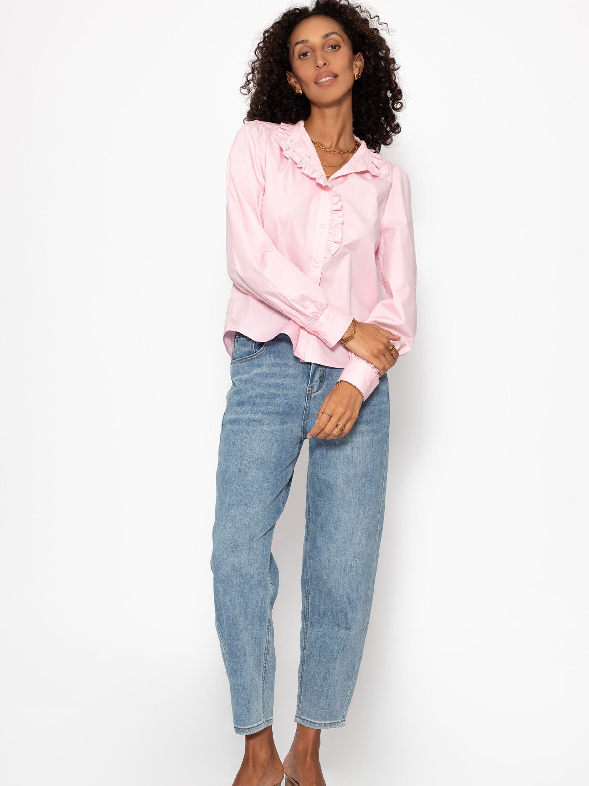 SASSYCLASSY Langarmbluse Hemdbluse Damen Elegant mit Volants und Rüschen Lä günstig online kaufen