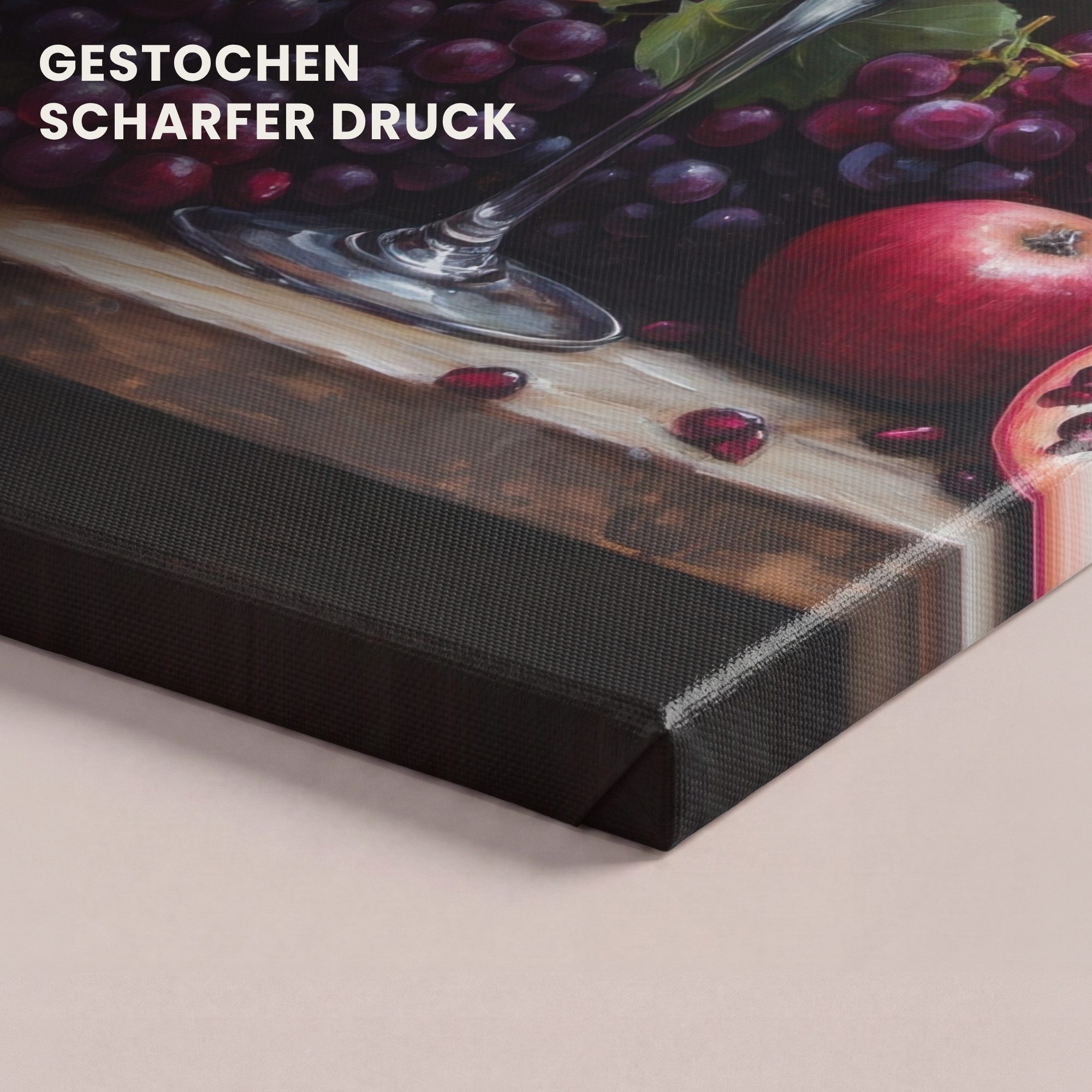 OneMillionCanvasses® Leinwandbild Wein - Obst - Stilleben, Fotodruck (1 St), Wandbild, Deko Schlafzimmer Wohnzimmer Flur 20x20 cm – Bild 3 von 5