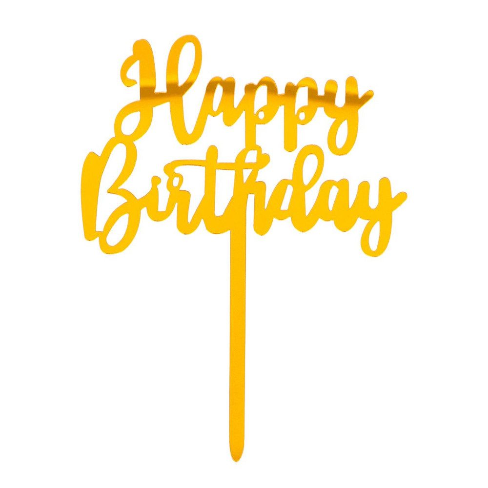 Tortenstecker Kuchentopper - Happy Birthday - gold - ca. 15,5 x 11 cm