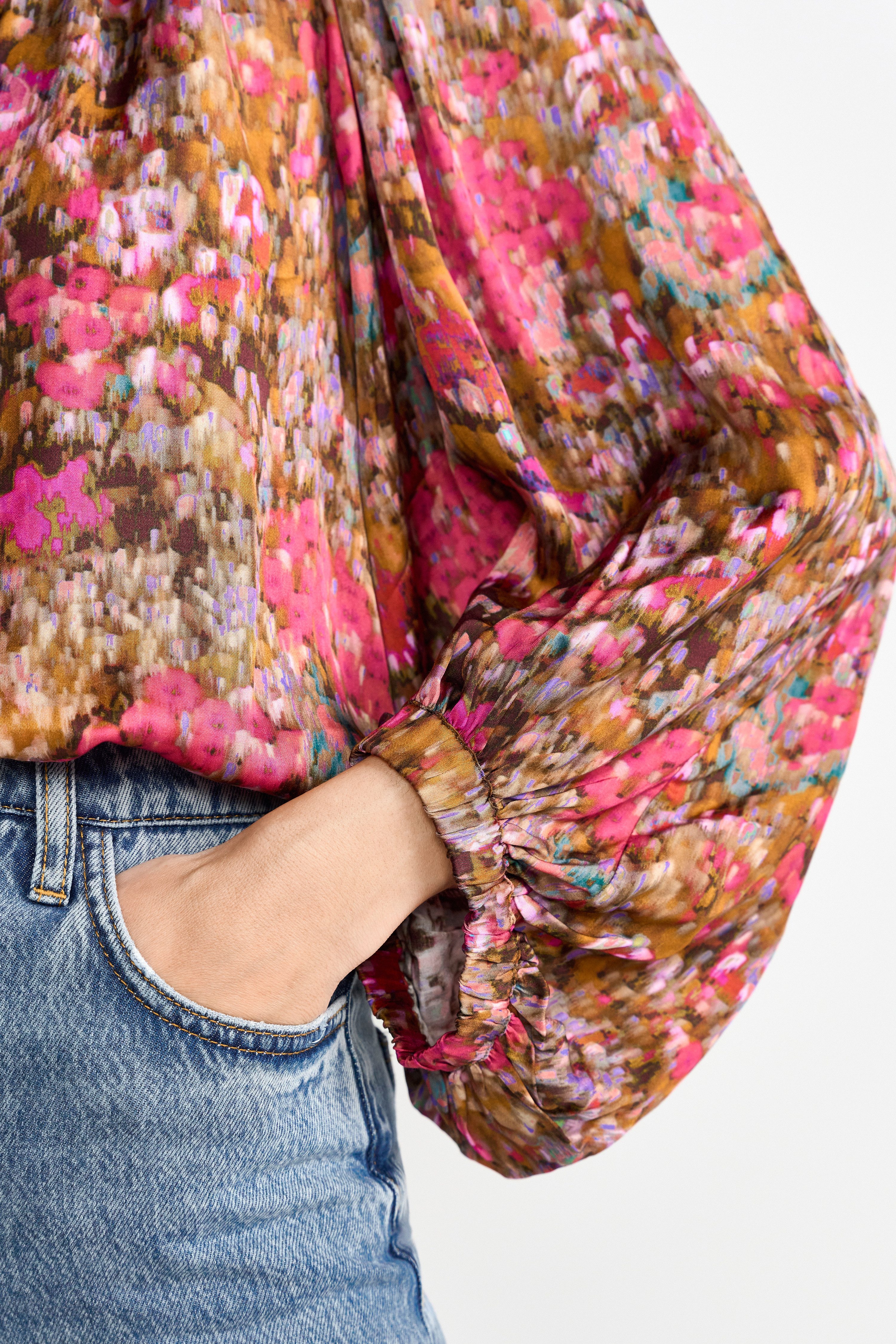 RICHROYAL Langarmbluse gemustert, aus fließendem Material, Ballonärmel günstig online kaufen