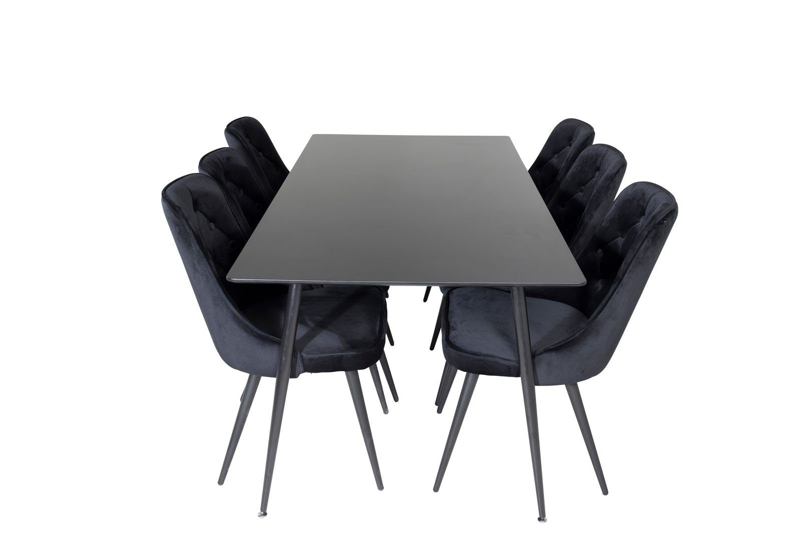 ebuy24 Essgruppe SilarBL180 Essgruppe Esstisch schwarz und 6 Velvet, (7-tlg). Reduzierter Preis € 1.402,95. Unverbindliche Preisempfehlung € 1.869,95