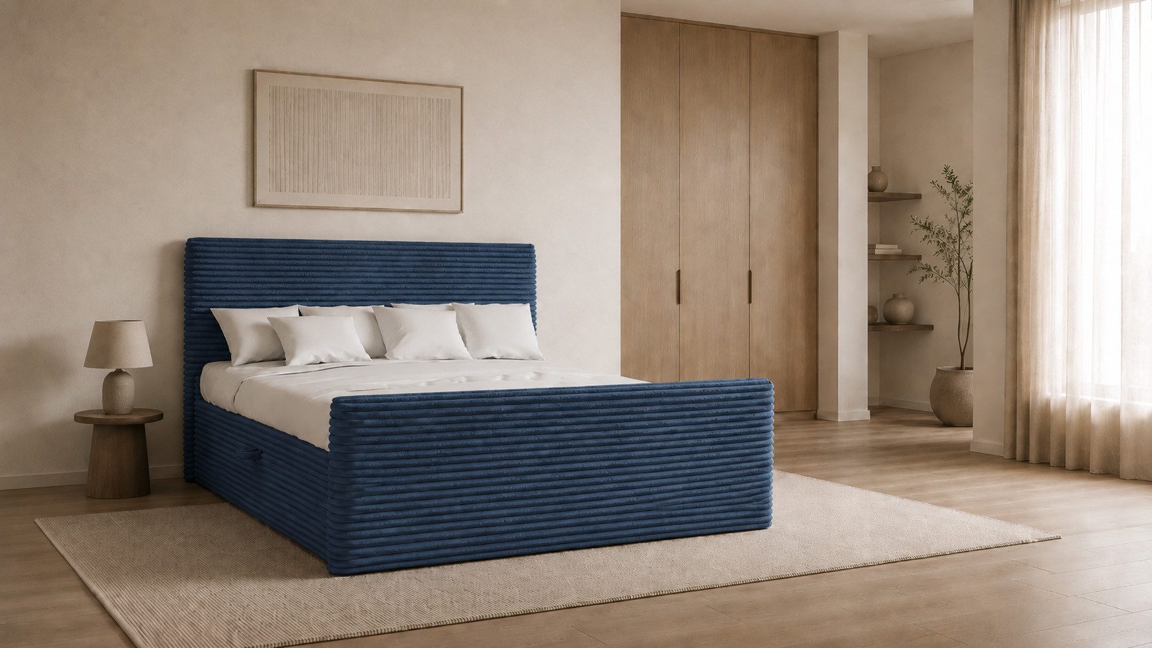 Kaiser Möbel Boxspringbett Trento mit Bettkasten, Topper und Bonellmatratze, VELO Stoff (Komplett-Set (Bettgestell, Matratze, Topper), mit Topper mit Bettkasten antibakterieller Bezug einfache Montage