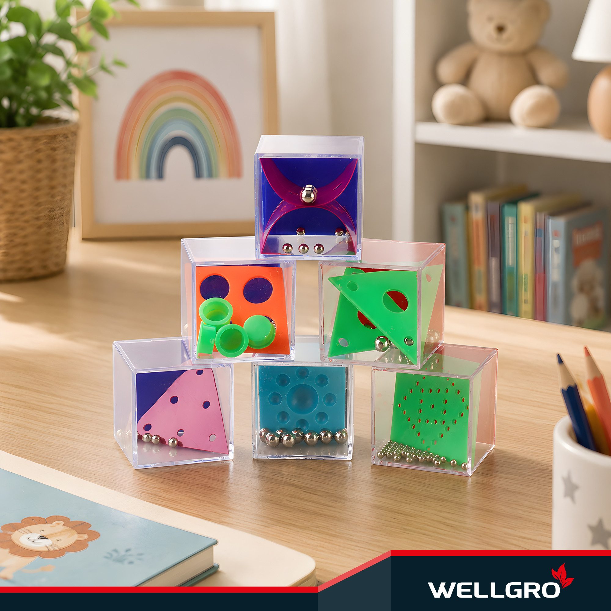 Wellgro Spielesammlung 24er Set Geduldsspiele - je ca. 4 x 4 x 4 cm (LxBxH)