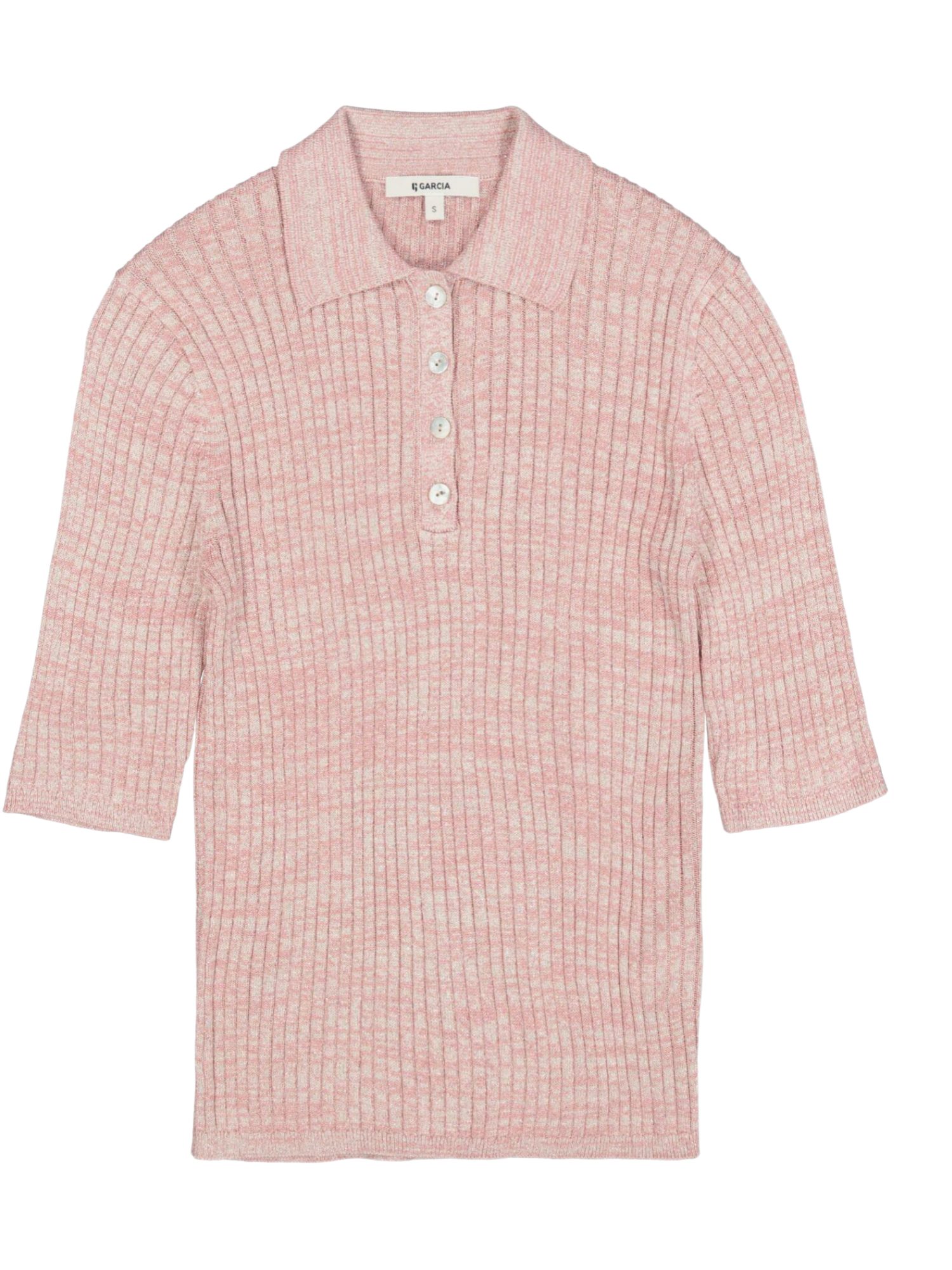 Garcia Strickpullover rosa,Casual,Viskose,Unifarben,Polokragen,1/2 Arm,Slim Fit