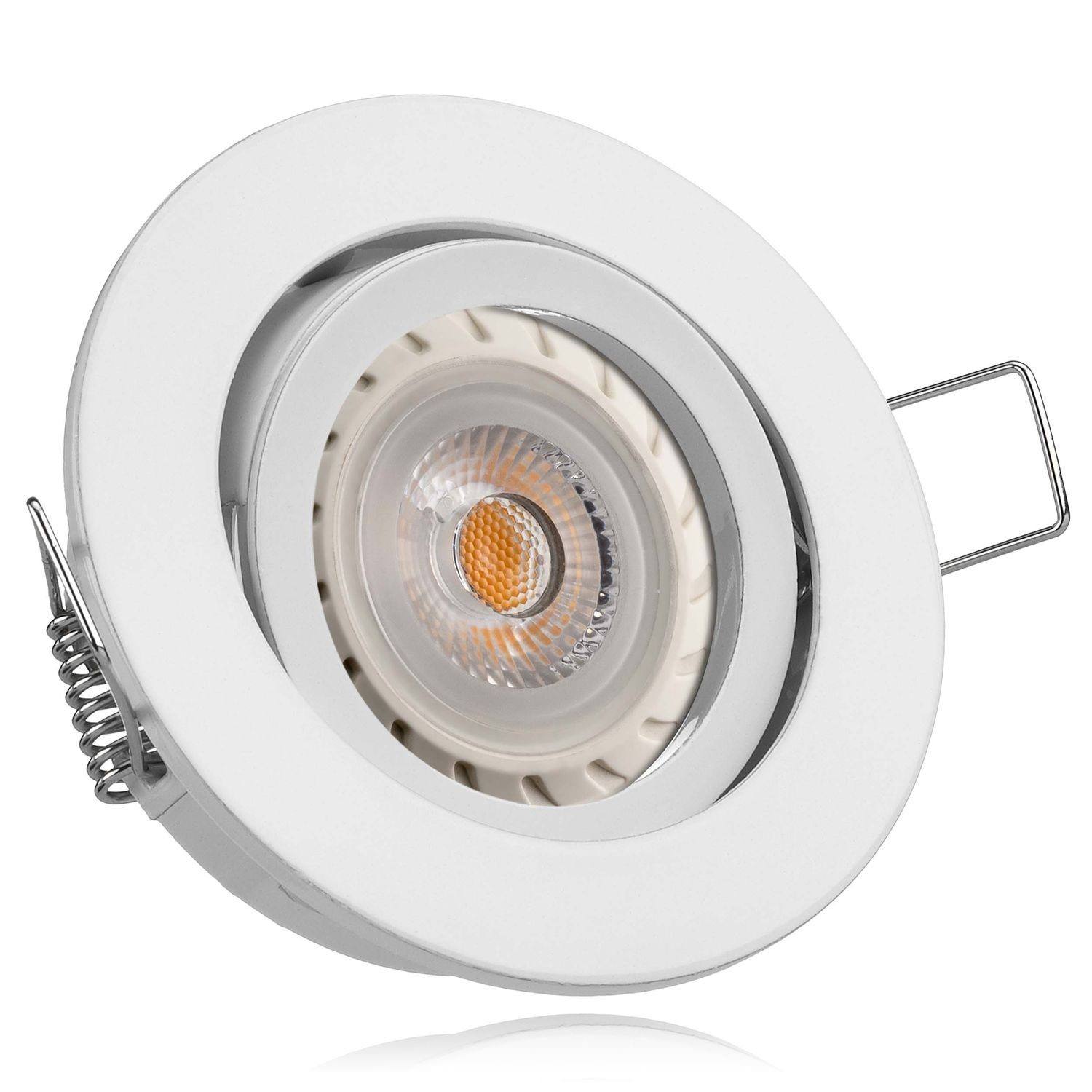 LEDANDO LED Einbaustrahler LED Einbaustrahler Set Weiß / Weiss mit LED GU10 Markenstrahler von LE