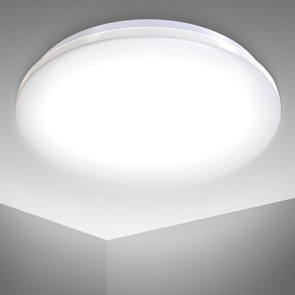 B.K.Licht 4.000K Neutralweiß, - 12W 1.200lm fest BKL1178, IP44 LED Deckenlampe Deckenleuchte Badleuchte Weiß integriert, 29cm