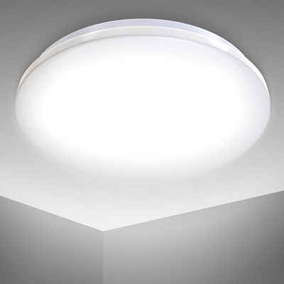 B.K.Licht Deckenleuchte Deckenlampe 12W 4.000K 1.200lm IP44 - BKL1178, LED fest integriert, Neutralweiß, Badleuchte 29cm Weiß
