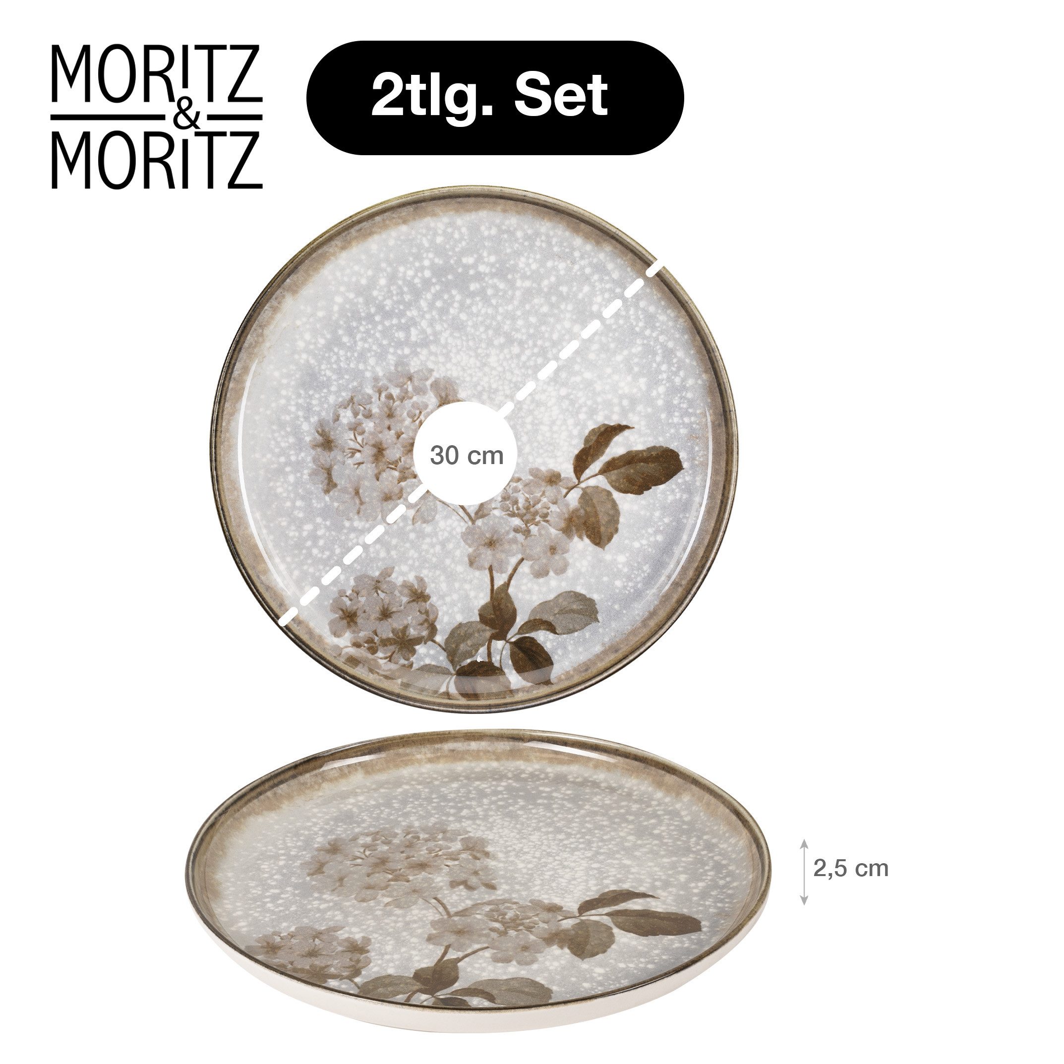 Moritz & Moritz Servierteller BLOSSOM Servierteller 2er Set, Porzellan, (Set, 2-tlg., Set), Hochwertiges Porzellan, Spülmaschinengeeignet