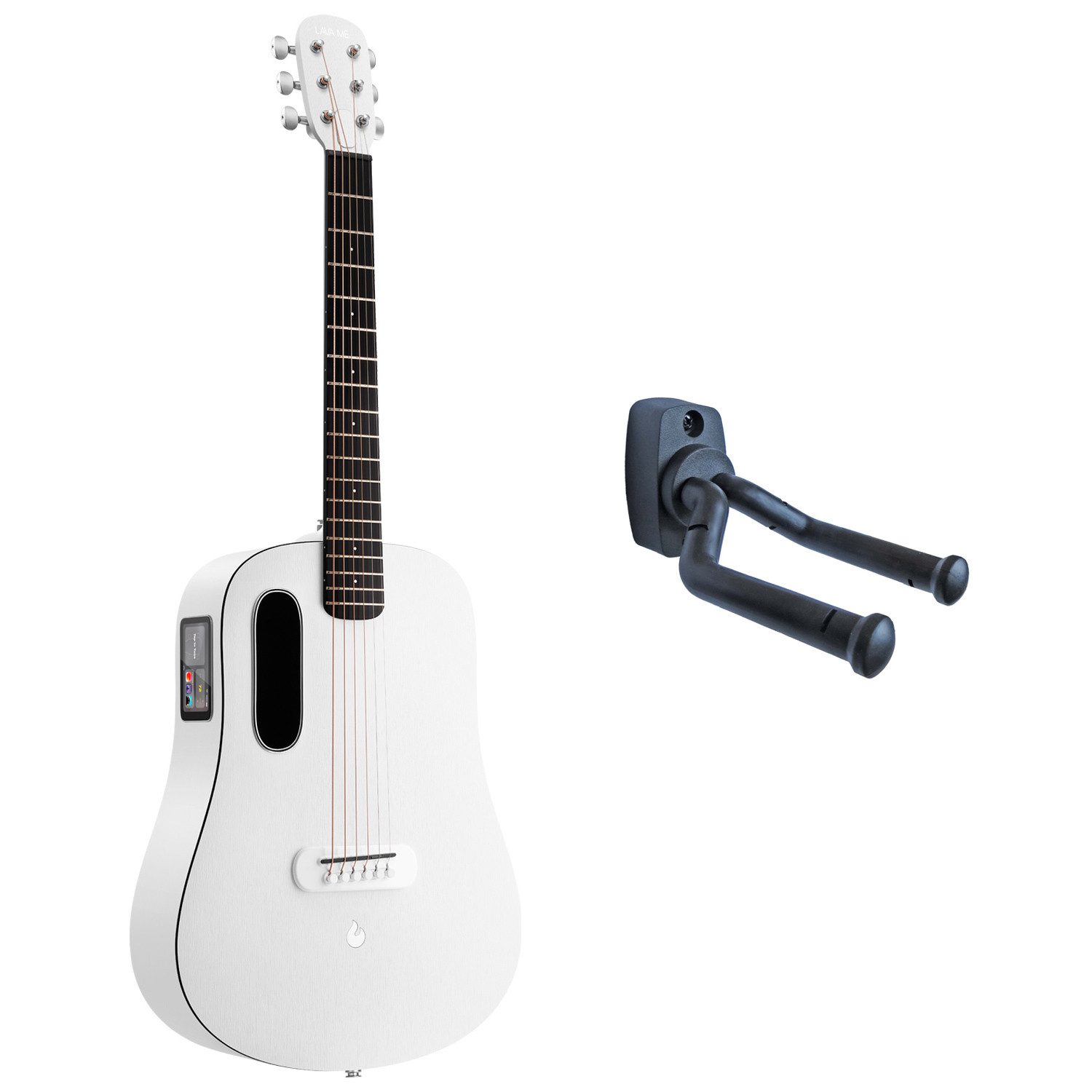Westerngitarre Lava Music Gitarre ME Play 36 Zoll Frost White mit Wandhalterung