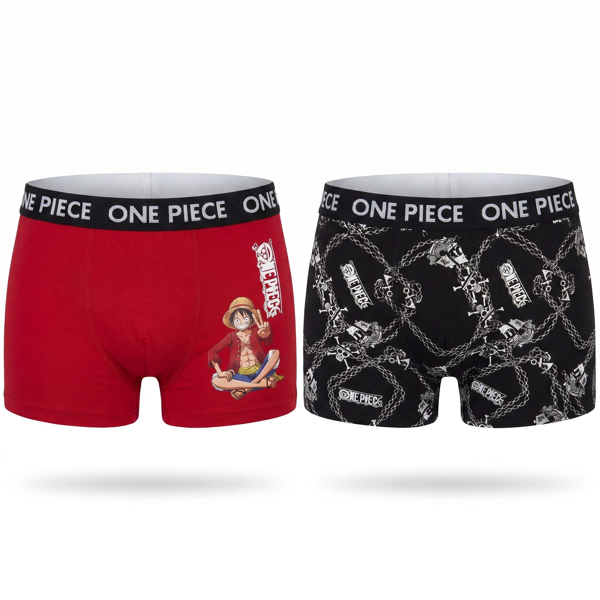 One Piece Boxershorts Anime One Piece Jungen Boxershorts Unterhose 2er Pack Gr. 116 bis 164 (Spar-Set)