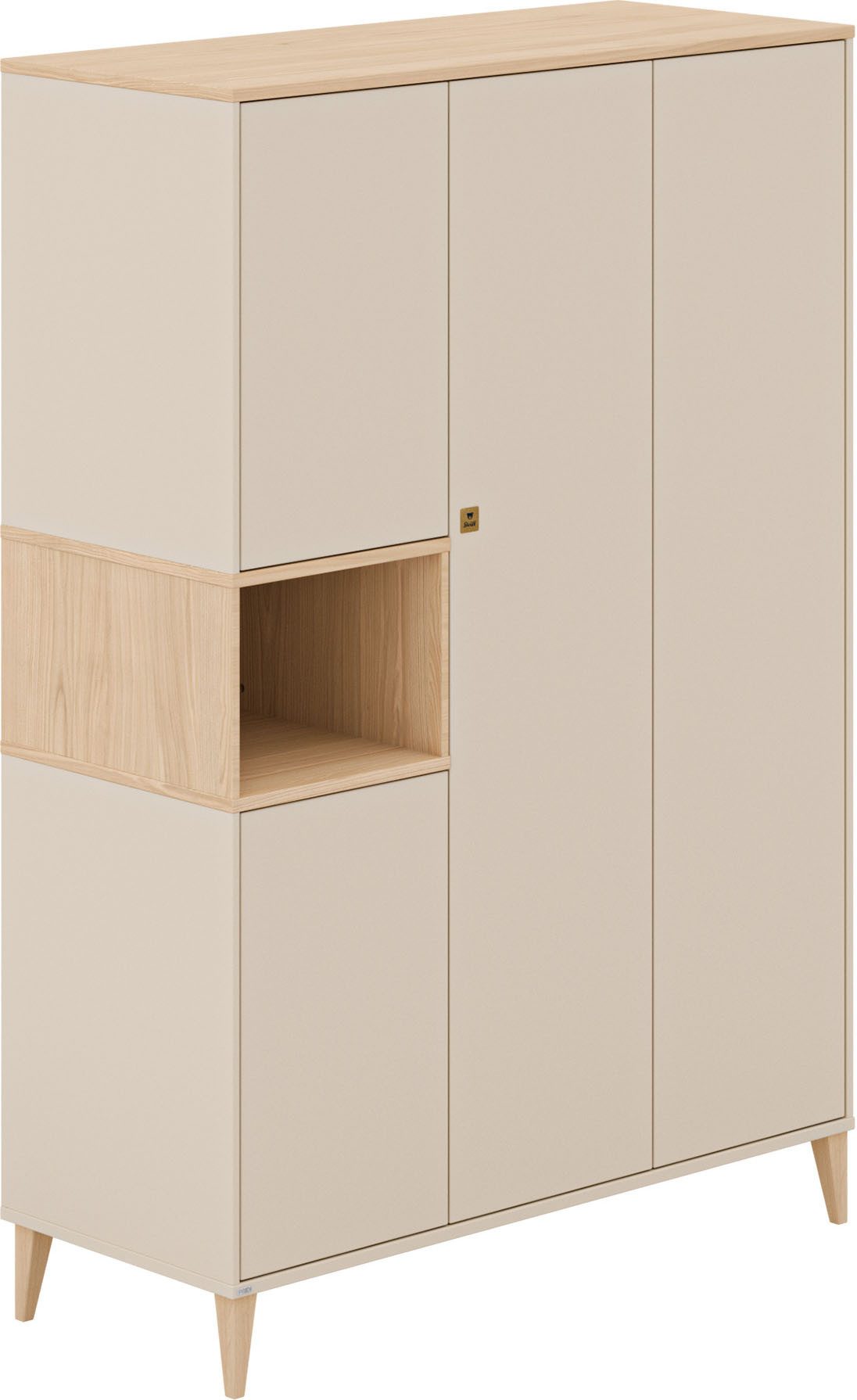 PAIDI Kleiderschrank MILA & BEN Steiff by PAIDI in Beige, 4 Türen mit Push-to-open inkl. Kleiderstangen und Einlegeböden, Massivholz-Füße, Soft-Close