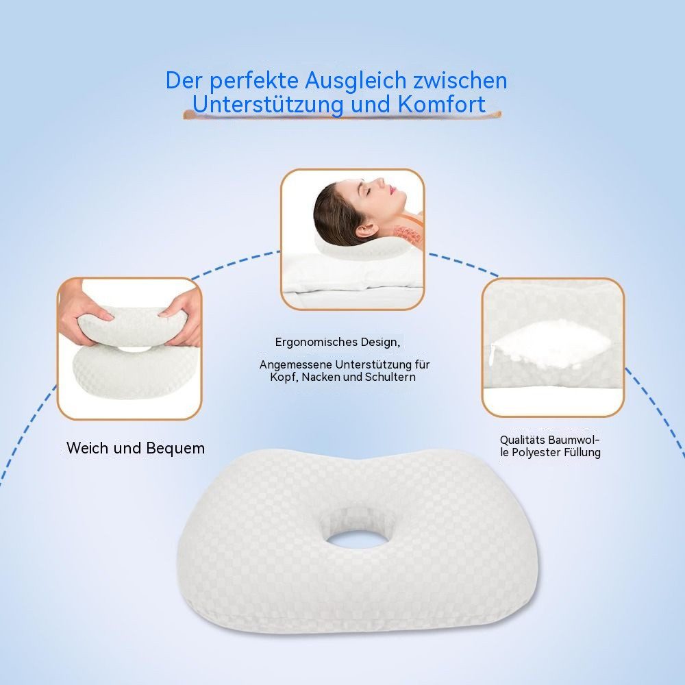 Blusmart Nackenstützkissen Ohrpiercing-Kissen mit Baumwollfüllung, Atmungsaktiv, ergonomisch, Piercingkissen mit 8,9 cm Loch, Für seitliche Piercings und Schläf – Bild 5 von 5