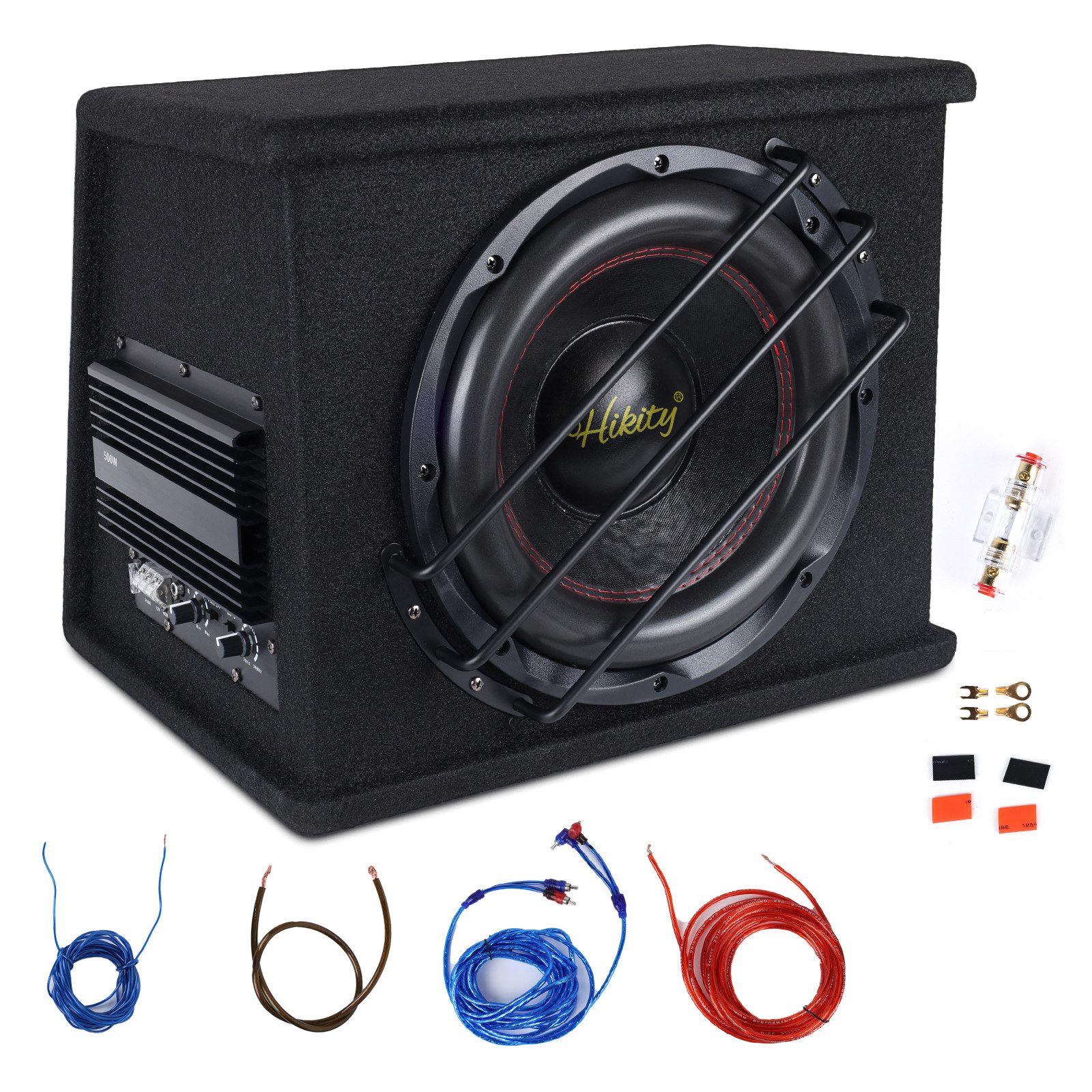 Hikity 1 Set Auto Subwoofer+Sub Gehäuse 5800W und Audiokabel Auto-Subwoofer (Auto-Subwoofer)