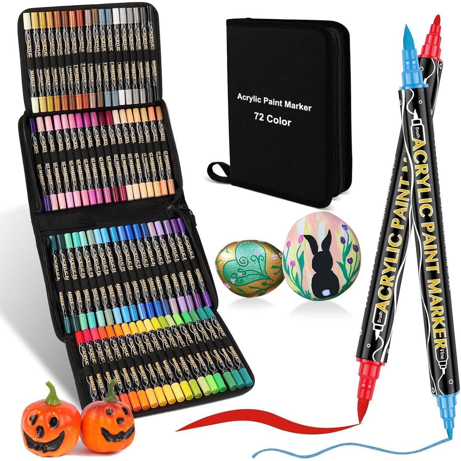 LuxusKollektion Lackmarker Acrylstifte Steine Ostereier Kunststoff Glas Holz 72 Farbes--Bagtype