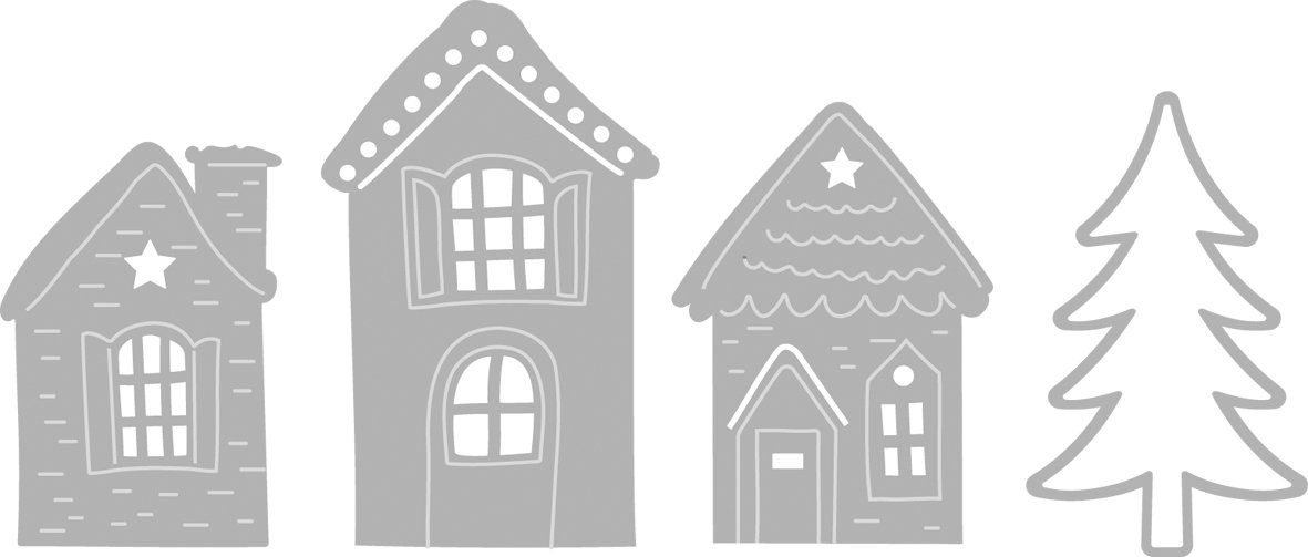 Rayher Motivschablone Winterhäuser, 4 Teile