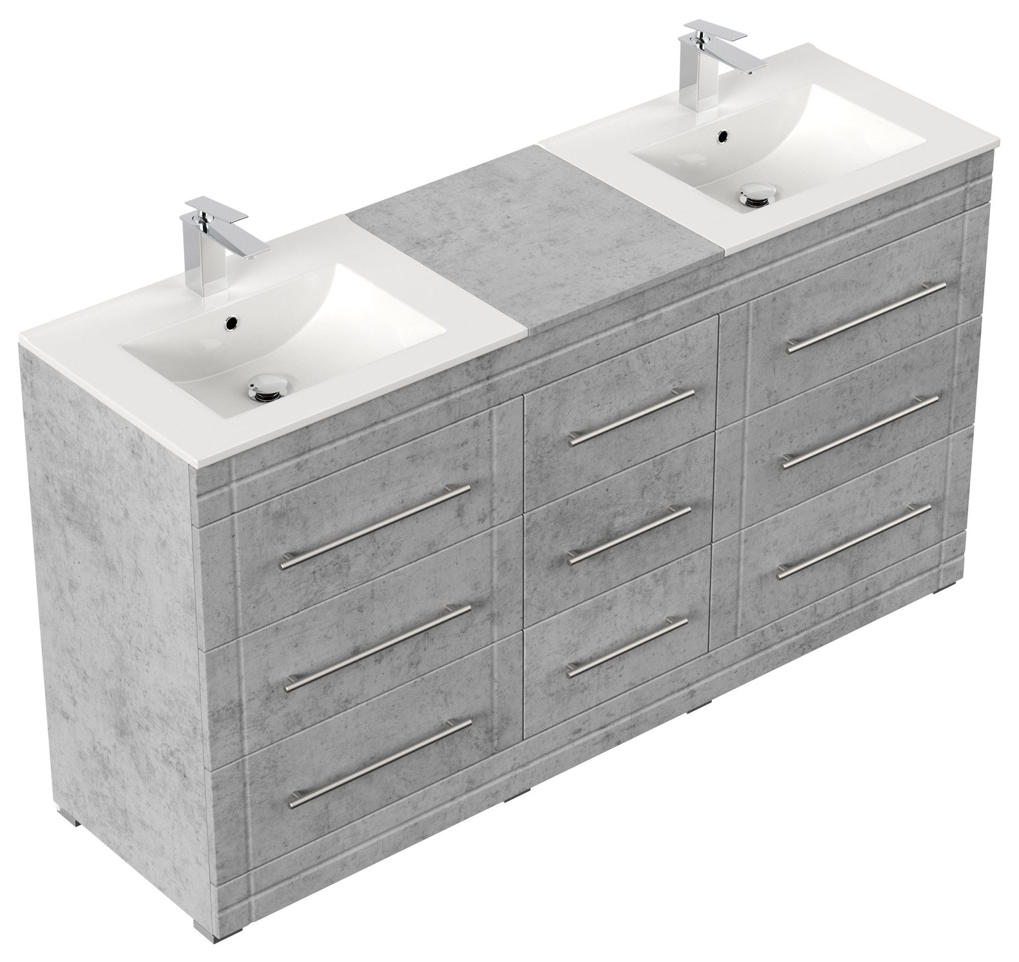 Magnolia Home Doppelwaschtisch Stand Badmöbel Cosmo Modern SoftClose beton
