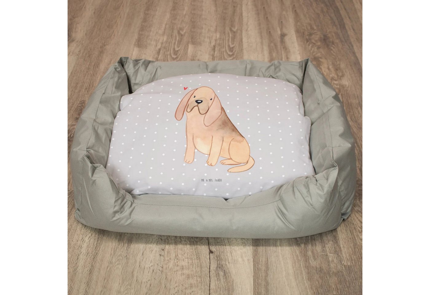 Thumbnail - Mr. & Mrs. Panda Tierbett Bloodhound Lebensretter - Grau Pastell - Geschenk, Hundedecke, Tierfr, Ultrabequem