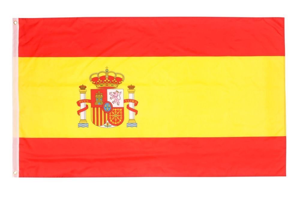 PHENO FLAGS Flagge Spanien Flagge 90 x 150 cm Spanische Fahne Nationalflagge (Hissflagge für Fahnenmast), Inkl. 2 Messing Ösen