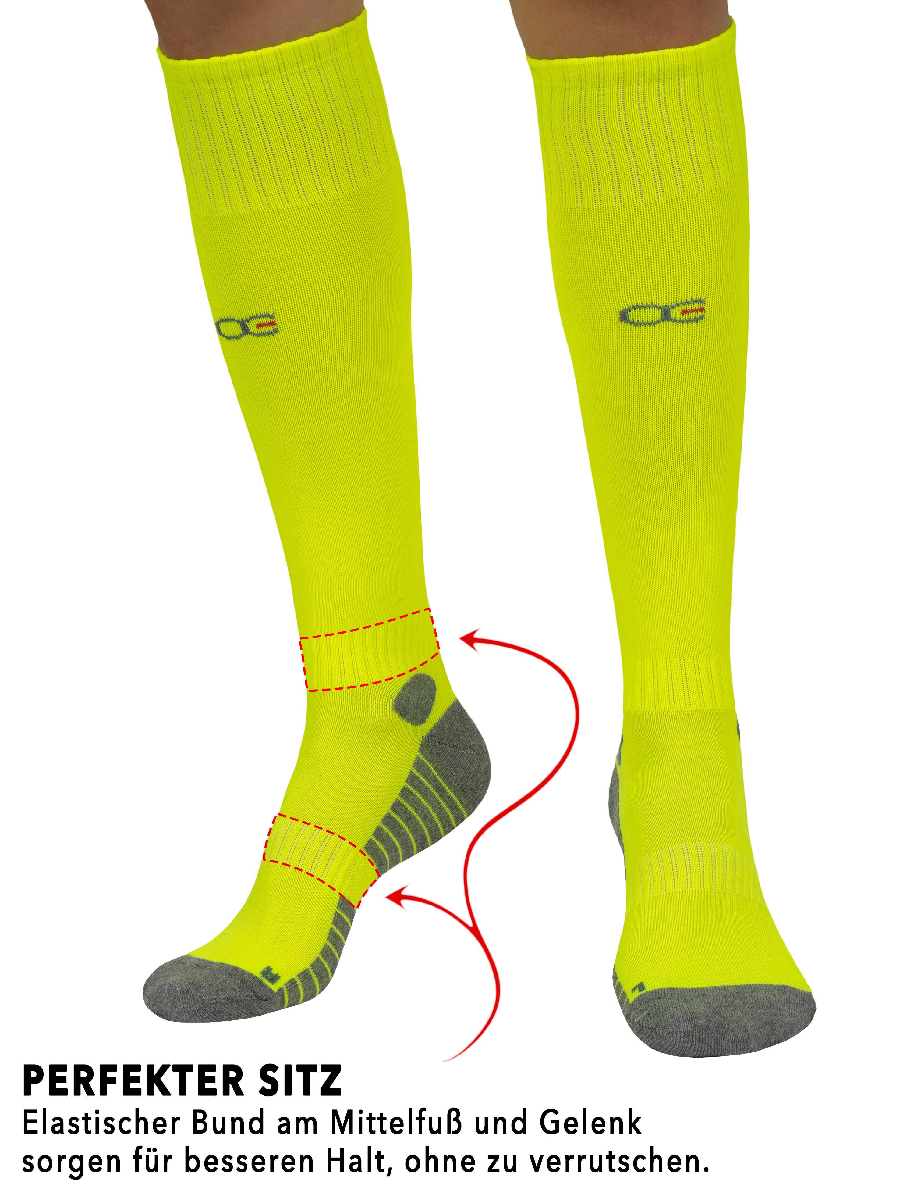 OCERA Freizeitsocken Fußball Socken für Kinder, Jugendliche und Erwachsene in gelb, 43/46