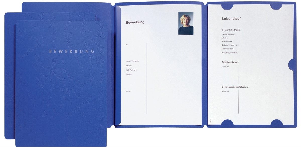 Bewerbungsmappe Bewerbungsmappe Select A4 3 Klappen mit Aufdruck blau