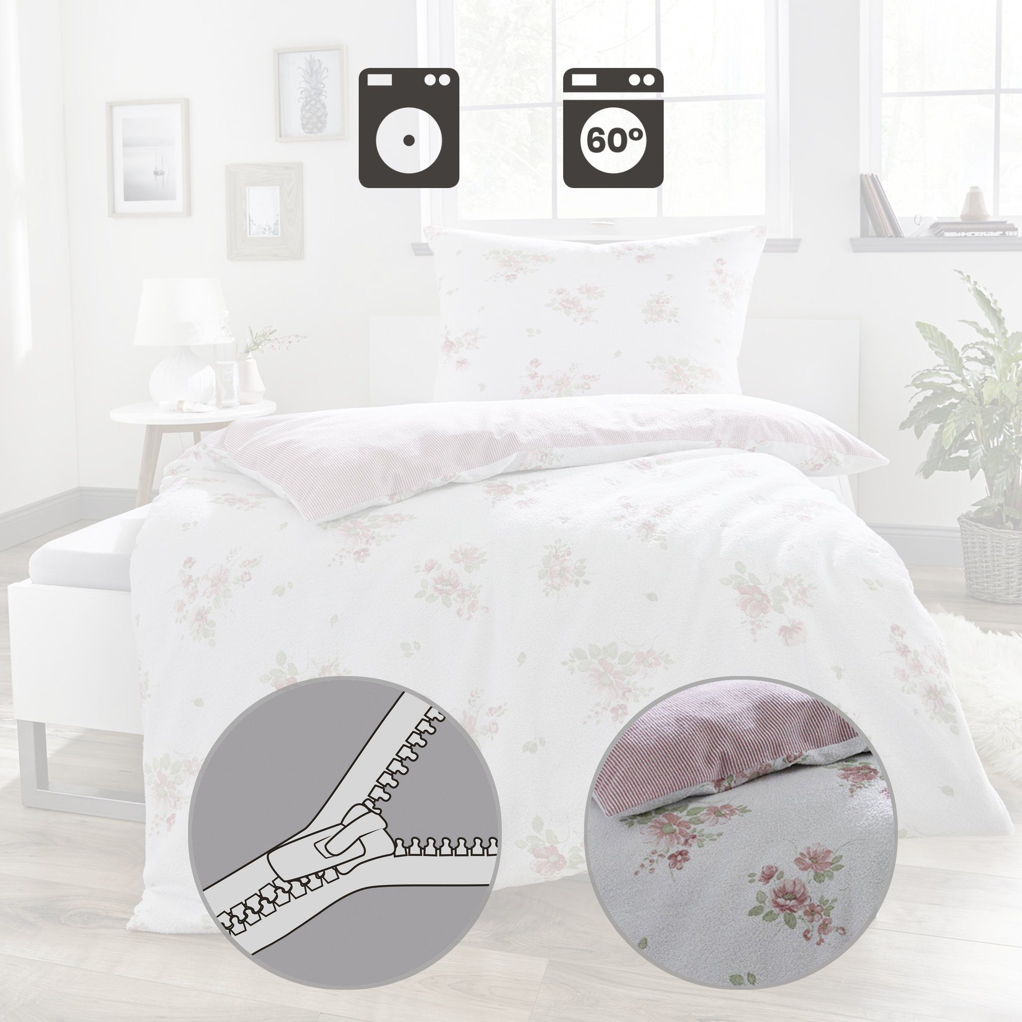 Dyckhoff Bettwäsche Wendebettwäsche, Frottier, Weichfrottier Blumen günstig online kaufen