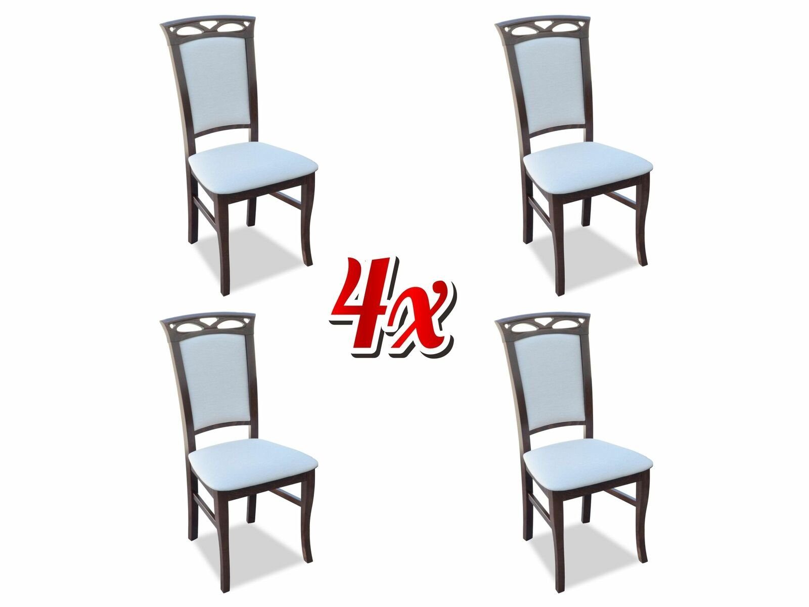 4x Lehn Esszimmerstuhl Neu Esszimmerstühle Stuhl Holz JVmoebel Set Stuhl, Textil Massiv Stühle