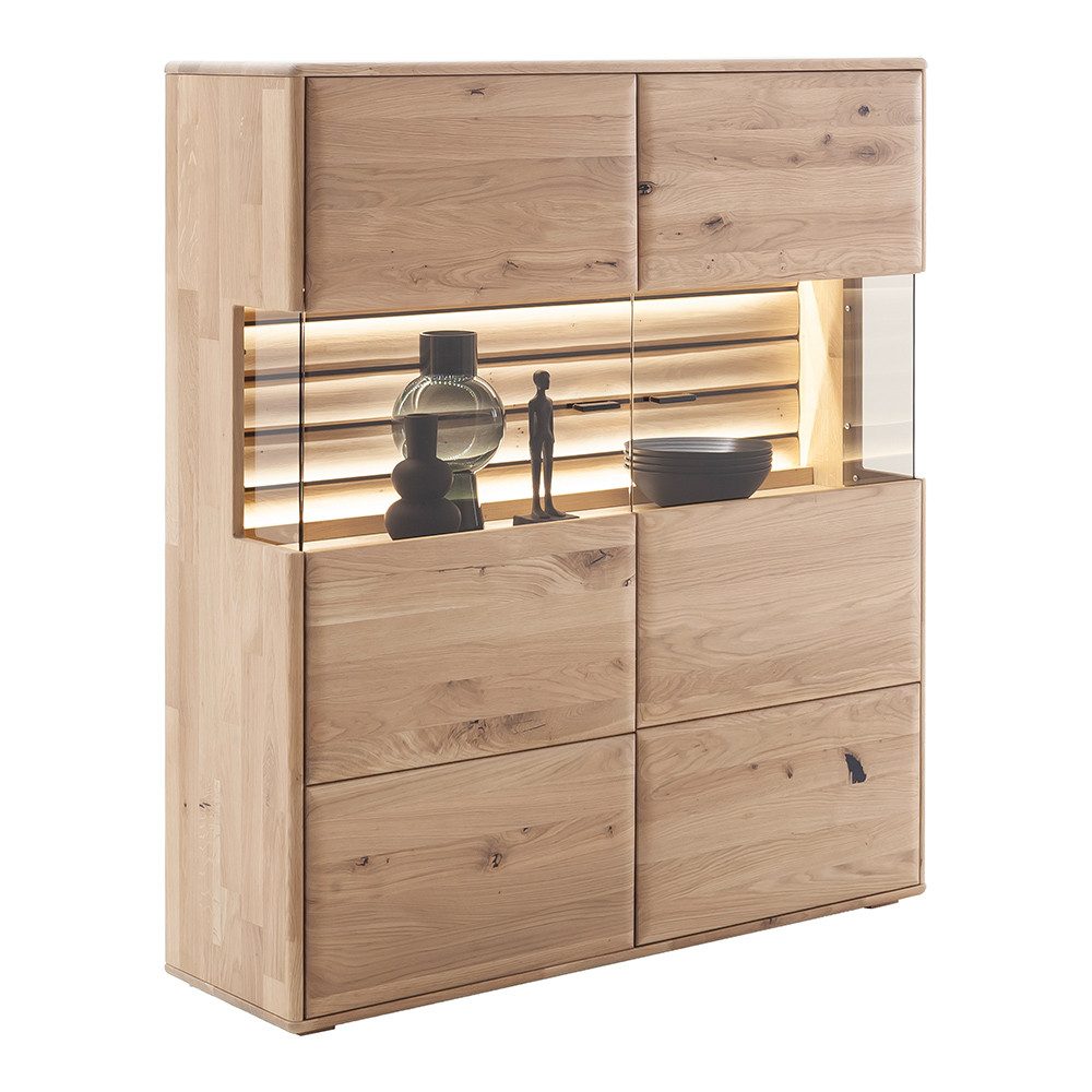 Lomadox Highboard GALWAY-05, Vitrinenschrank, Eiche massiv günstig online kaufen